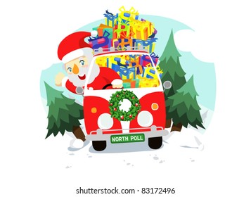 christmas santa in the car