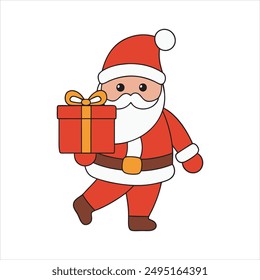 Christmas Santa carry on gift box Vector design and white background
