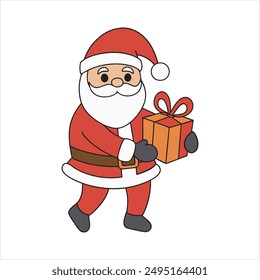Christmas Santa carry on gift box Vector design and white background