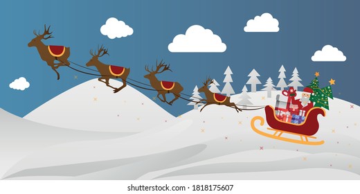 Christmas Santa cartoon character. Winter holidays characters Santa Claus with Christmas gifts

