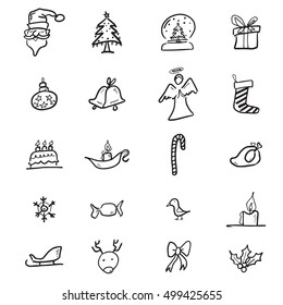 Christmas and Santa cartoon drawing icons