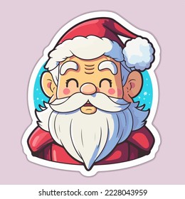 Christmas santa cartoon sticker, xmas sad Santa printable stickers sheet. Winter collection