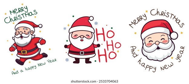 Navidades Personajes y Elementos de Santa Claus - Vector de personajes de Santa Claus Diseño Vector aislado
