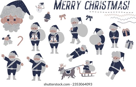 Christmas Santa Claus and accessories set illustration