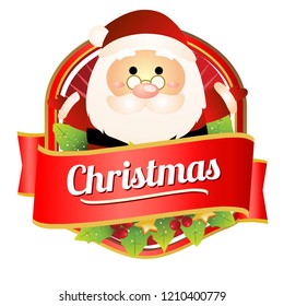 christmas santa claus badge cartoon