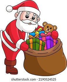 Christmas Santa Claus With Bag Cartoon Clipart 
