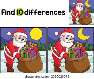 Christmas Santa Claus Bag Find The Differences