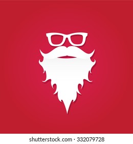 Christmas santa claus beard poster for party or greeting card. Vector illustration. Santa Hipster Claus. vector merry christmas art design