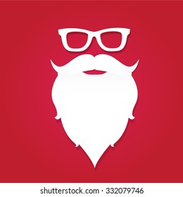 Christmas santa claus beard poster for party or greeting card. Vector illustration. Santa Hipster Claus. vector merry christmas art design