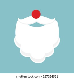 Christmas Santa Claus beard,mustache and red nose vector illustration on blue background. Merry Christmas background
