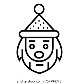 Christmas Santa Claus black & white outline icon