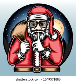 Christmas Santa claus bring a sack. Premium vector