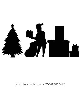 Christmas Santa Claus Bundle of Scenes with Silhouettes