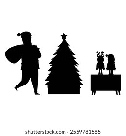 Christmas Santa Claus Bundle of Scenes with Silhouettes