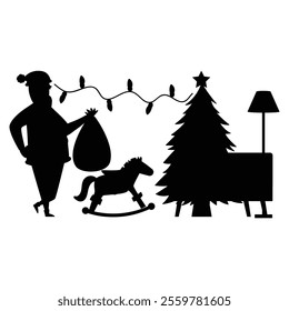 Christmas Santa Claus Bundle of Scenes with Silhouettes