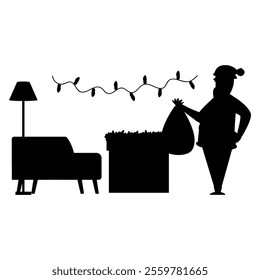 Christmas Santa Claus Bundle of Scenes with Silhouettes