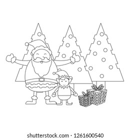 Christmas santa claus cartoon black and white