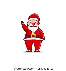 Christmas Santa Claus Cartoon Character Say Hello Flat Design Illustration