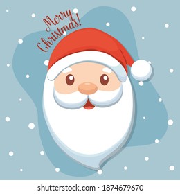 Christmas Santa Claus Cartoon. Merry Christmas and happy new year greeting card. Vector Illustration