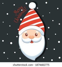 Christmas Santa Claus Cartoon. Merry Christmas and happy new year greeting card. Vector Illustration.