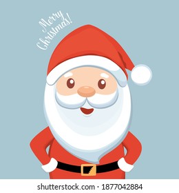 Christmas Santa Claus Cartoon. Merry Christmas and happy new year greeting card. Vector Illustration