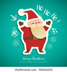 christmas santa claus cartoon on green background vector illustration