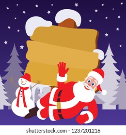 christmas santa claus character with blank sign