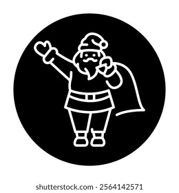 Christmas santa claus character color line icon. Vector illustration.Editable stroke.