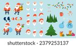 Christmas Santa Claus Character Design big set collection. Character design of Front, side, walking view and different poses. Christmas set for creating more than 50 Christmas illustrations