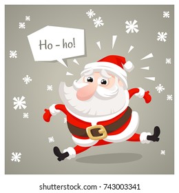 Christmas Santa Claus Character. Ho ho! Cartoon Style Vector Illustration