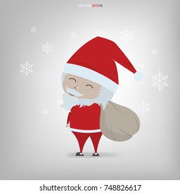 Christmas Santa Claus. Characters cute flat. Funny cartoon character. Vector illustration.