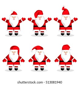 Christmas Santa Claus characters vector. Merry Christmas and Happy New Year. Funny Santa in various poses. 