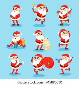 Christmas Santa Claus collection. Vector illustration cartoon characters