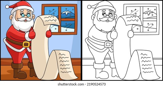 Christmas Santa Claus Coloring Page Illustration