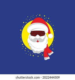 christmas santa claus with cool expression for tshirt, christmas greeting card, christmas banner
