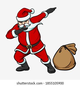 Christmas Santa Claus dabbing dance cartoon doodle vector arts
