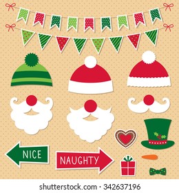 Christmas Santa Claus and decoration vector set 