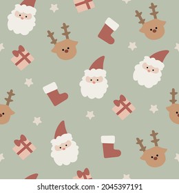 Christmas santa claus and deer pattern 