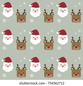 Christmas Santa Claus and Christmas deer vector pattern
