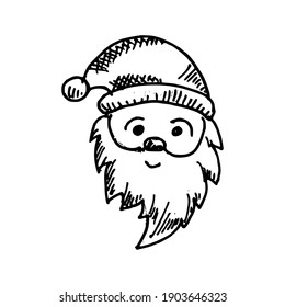 Christmas Santa Claus . Doodle icon. Vector illustration.