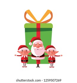 christmas santa claus elves and gift