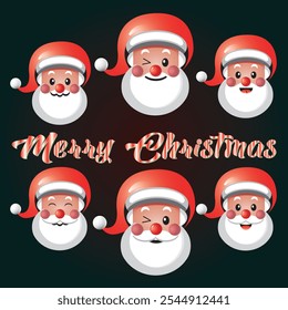 Christmas santa claus emotion vector set design. Santa claus in happy pose, cute smiling, silly. Vector illustration character