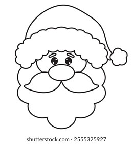 Christmas Santa Claus  face coloring page vector cartoon illustration