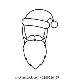 Christmas Santa Claus face line drawing vector illustration EPS10