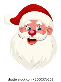 Christmas Santa Claus Face Portrait Cartoon Character. Santa for winter and new year holidays. Vector Hand Drawn Illustration Isolated On Transparent Background