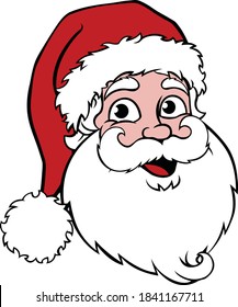 Christmas Santa Claus face vector illustration.Happy Santa Claus face.