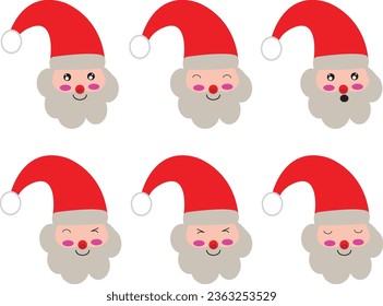 Christmas Santa Claus faces vector illustration