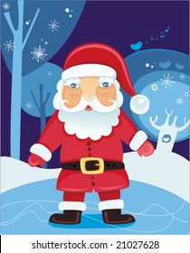 Papá Noel de Navidad en el bosque - ilustración vectorial. Para ver algo similar, por favor VISITE MI GALERÍA.