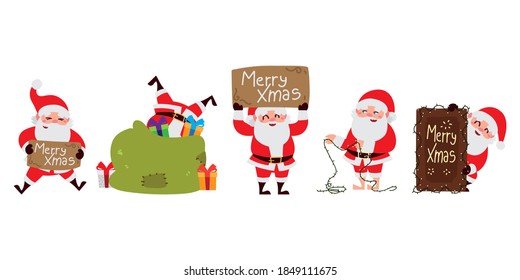christmas santa claus funny cartoon characters over white background vector illustration