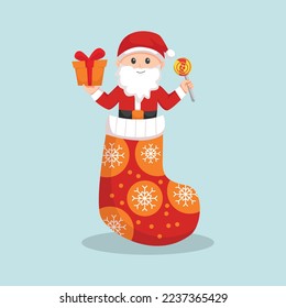 Christmas Santa Claus with Gift Character Design Illustration